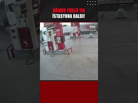 Kömür yüklü tır benzinliğe böyle daldı!